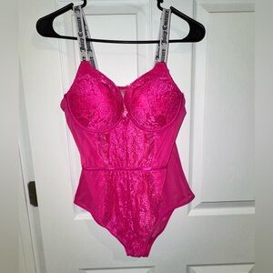 Juicy Couture Fuchsia Lace Bodysuit with  Adjustable Branded Straps!